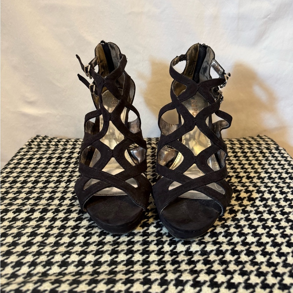 Report Black and Silver Triton Strappy Heels, by “Report Signature" collection